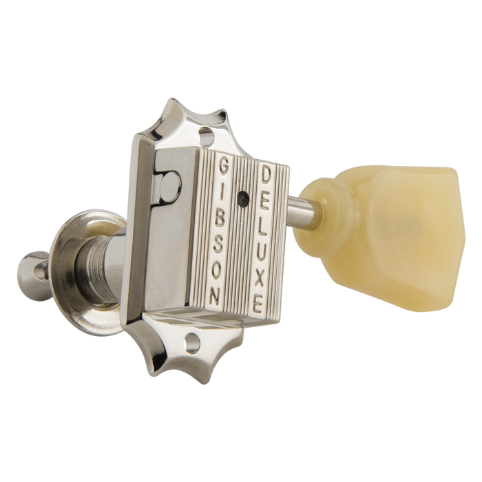 Gibson Deluxe Yellow Button Tuner Set, Vintage Nickel