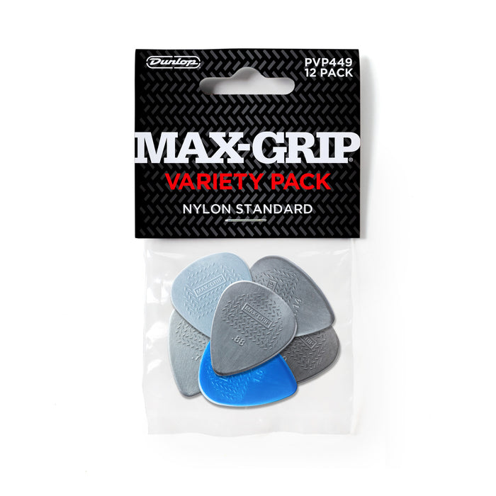 Dunlop PVP449 Max-Grip Nylon Standard Pick Variety Pack - 12 Pack