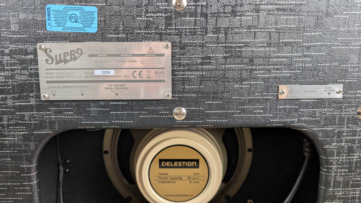 Amplificateur amulette Supro 1612RT avec couvercle et pédale