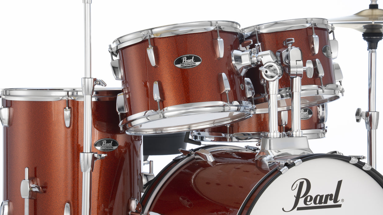 Pearl Roadshow 5-Piece Drum Set With 22" Bass Drum, Hardware & Cymbals, Burnt Orange Sparkle