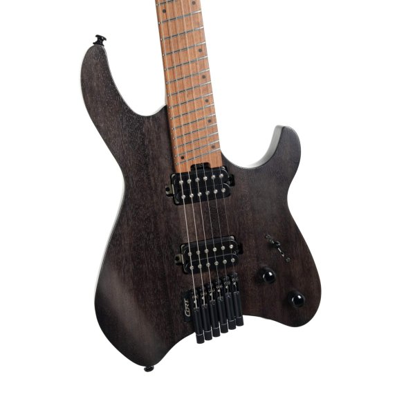 Cort SPACE-G6MS-SGTK-BAG G Series Space Headless Electric Guitar, Semi Gloss Black