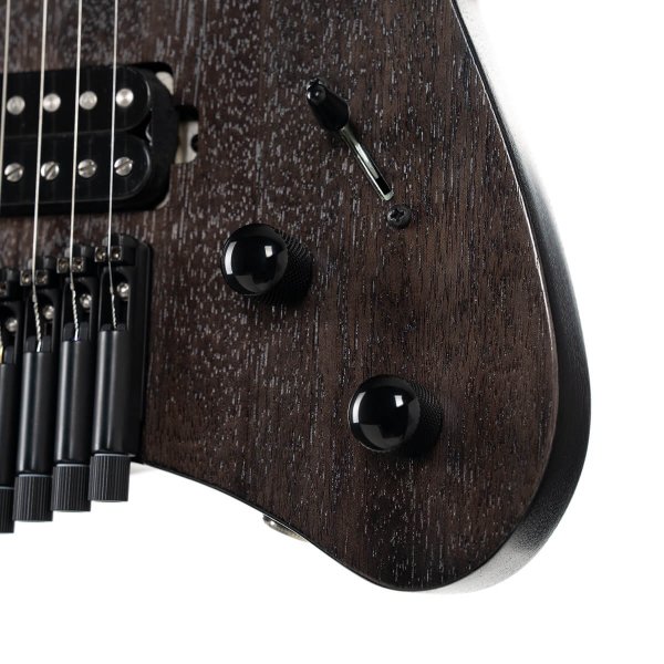 Cort SPACE-G6MS-SGTK-BAG G Series Space Headless Electric Guitar, Semi Gloss Black