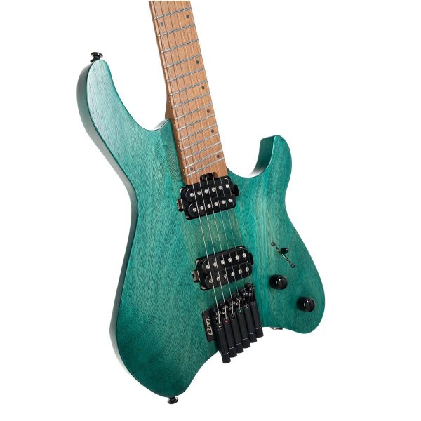 Cort SPACE-G6MS-SGTQ-BAG G Series Space Headless Electric Guitar, Semi Gloss Turquoise