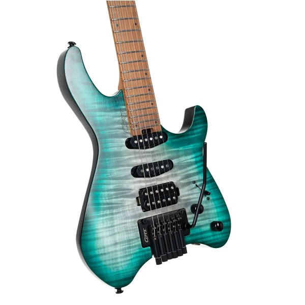 Cort SPACE-G6TR-SGLG-BAG G Series Space Headless Electric Guitar,  Semi Gloss Lagoon