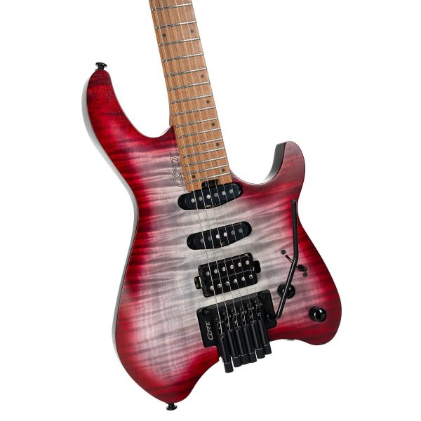 Cort SPACE-G6TRSGLV-BAG G Series Space Headless Electric Guitar, Semi Gloss Lava