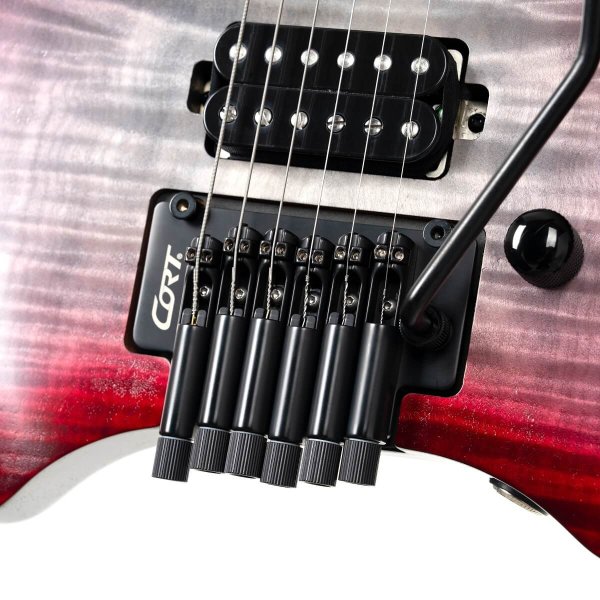 Cort SPACE-G6TRSGLV-BAG G Series Space Headless Electric Guitar, Semi Gloss Lava