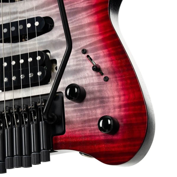 Cort SPACE-G6TRSGLV-BAG G Series Space Headless Electric Guitar, Semi Gloss Lava
