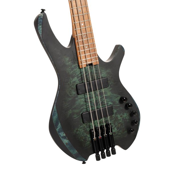 Cort SPACE4-BAG-SDG Space 4 Artisan Series 4-String Headless Electric Bass w/Bag, Star Dust Green