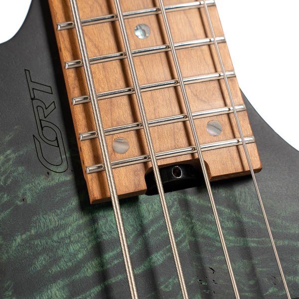 Cort SPACE4-BAG-SDG Space 4 Artisan Series 4-String Headless Electric Bass w/Bag, Star Dust Green