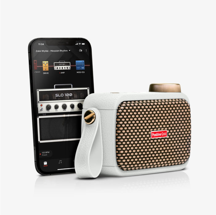 Positive Grid Ultra-portable Smart Guitar Amp and Bluetooth Speaker, Pearl