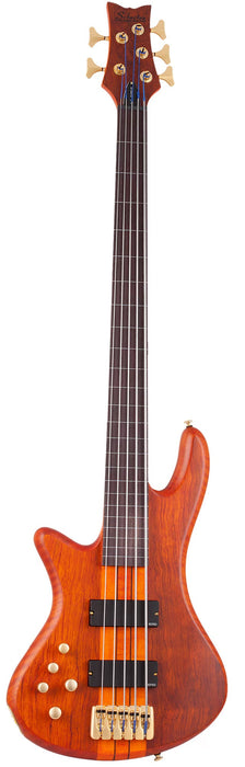 Schecter Stiletto Studio-5 5-String Fretless Electric Bass Left-Handed, Honey Satin