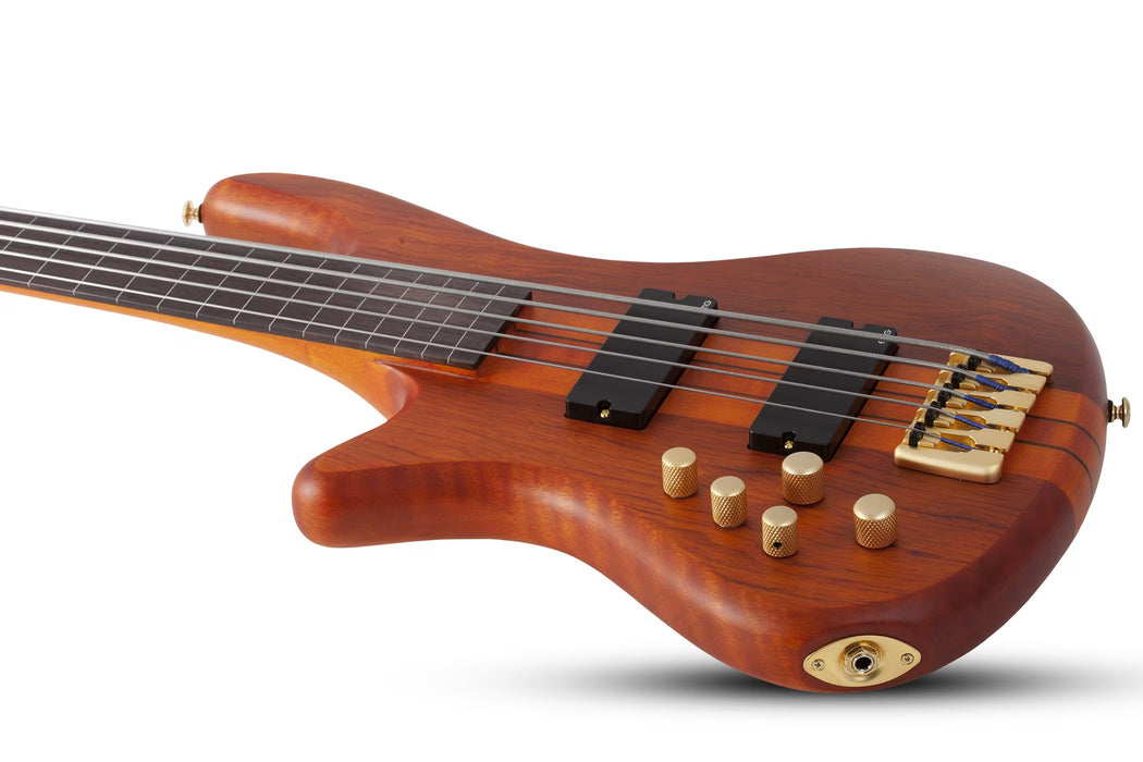 Schecter Stiletto Studio-5 5-String Fretless Electric Bass Left-Handed, Honey Satin