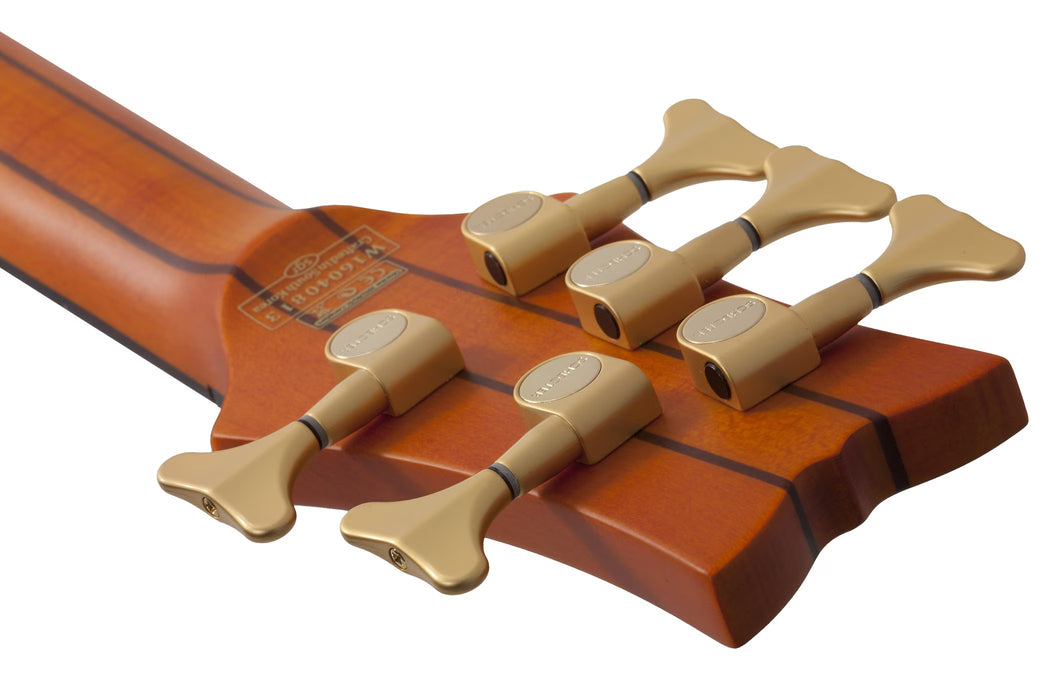 Schecter Stiletto Studio-5 5-String Fretless Electric Bass Left-Handed, Honey Satin