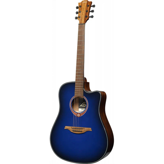 Lag T-BLUE-DCE Tramontane Special Dreadnought Cutaway Acoustic-Electric Guitar, Blue Burst
