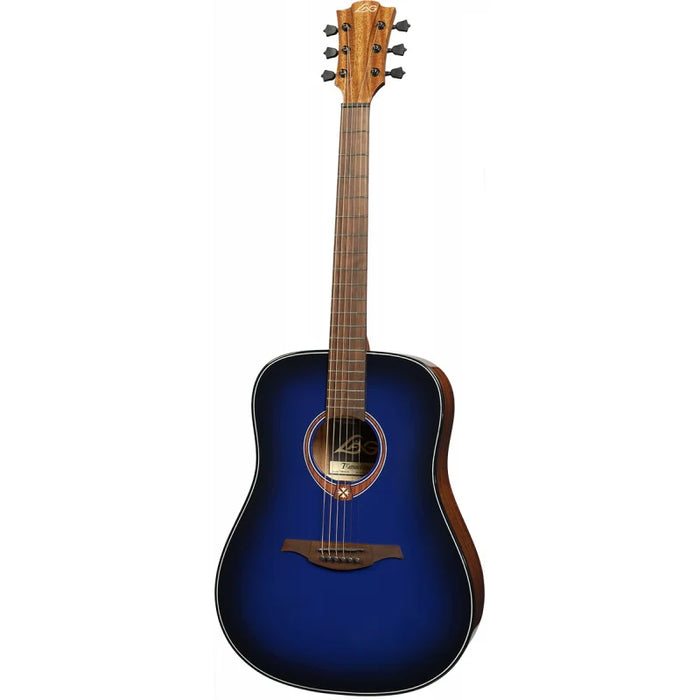 Lag T-BLUE-D Tramontane Special Dreadnought Solid Red Cedar Acoustic Guitar, Blue Burst