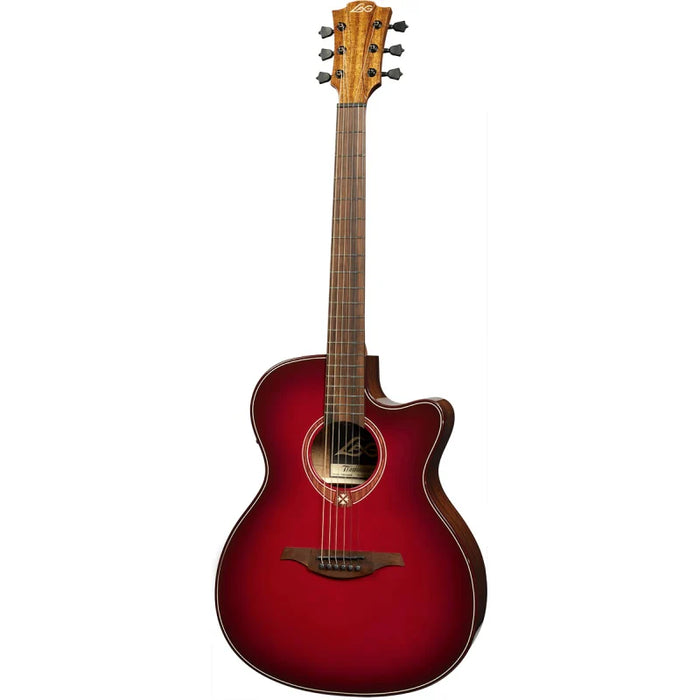 Lag T-RED-ACE Tramontane Special Auditorium Cutaway Acoustic-Electric Guitar, Red Burst