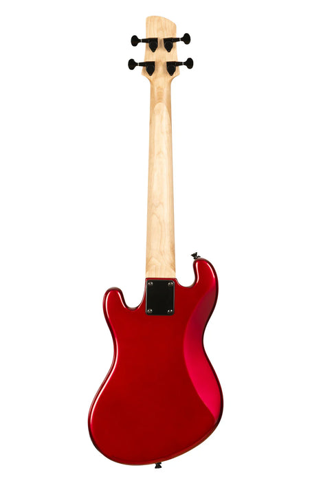 KALA Solid Body 4-String Fretted U-BASS With Gig Bag, Candy Apple Red