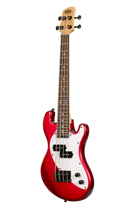KALA Solid Body 4-String Fretted U-BASS With Gig Bag, Candy Apple Red