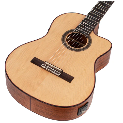 Valencia VC704CE Nylon Guitar Solid Top, Cutaway, EQ, Satin Natural