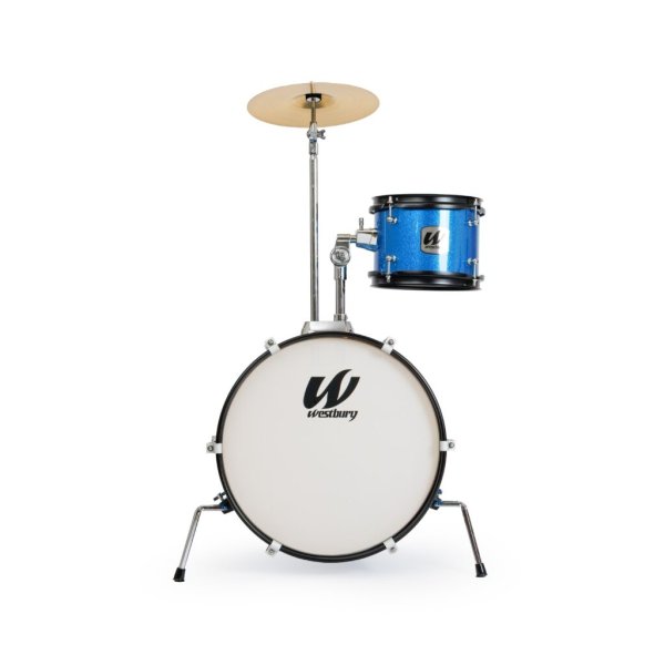 Westbury 3-Piece Junior Drum Set Complete w/Throne, Blue Sparkle Finish