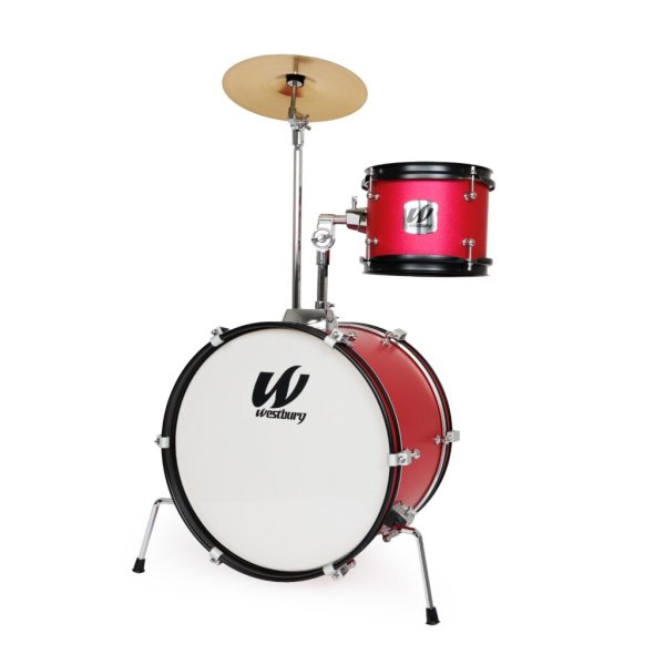 Westbury 3-Piece Junior Drum Set Complete w/Throne, Red Sparkle Finish