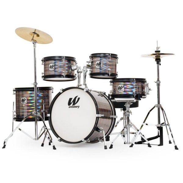 Westbury 5-Piece Junior Drum Set w/Complete Hardware, Cymbals & Throne, Prismatic Finish