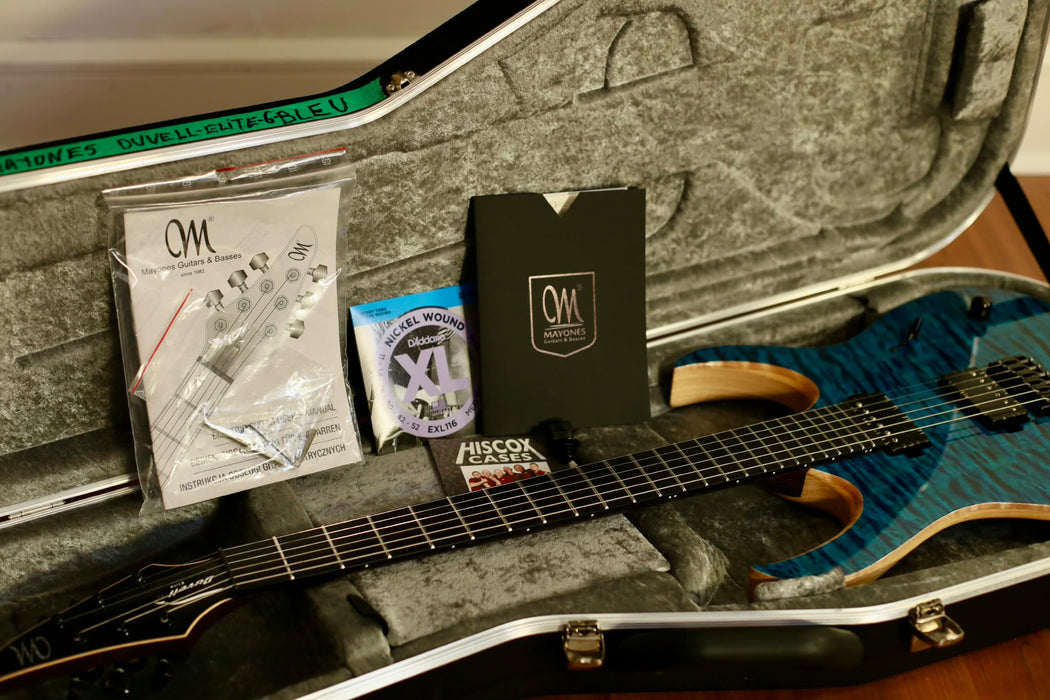 Mayones Duvell Elite 6 Quilted Maple Top Blue Gloss W/Case - Used