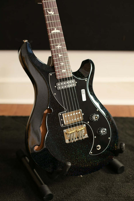 PRS S2 Vela Semi-Hollow Electric Guitar, Black Rainbow Holoflake