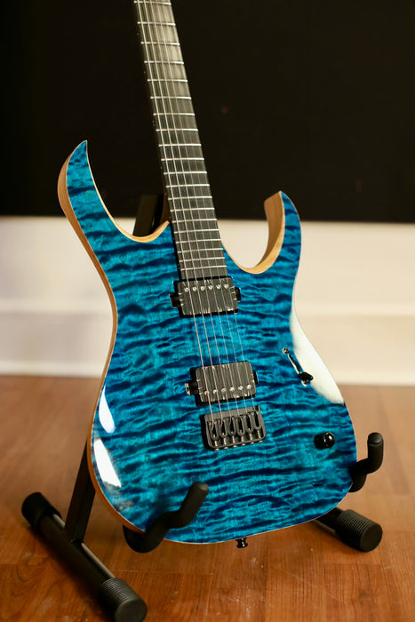 Mayones Duvell Elite 6 Quilted Maple Top Blue Gloss W/Case - Used