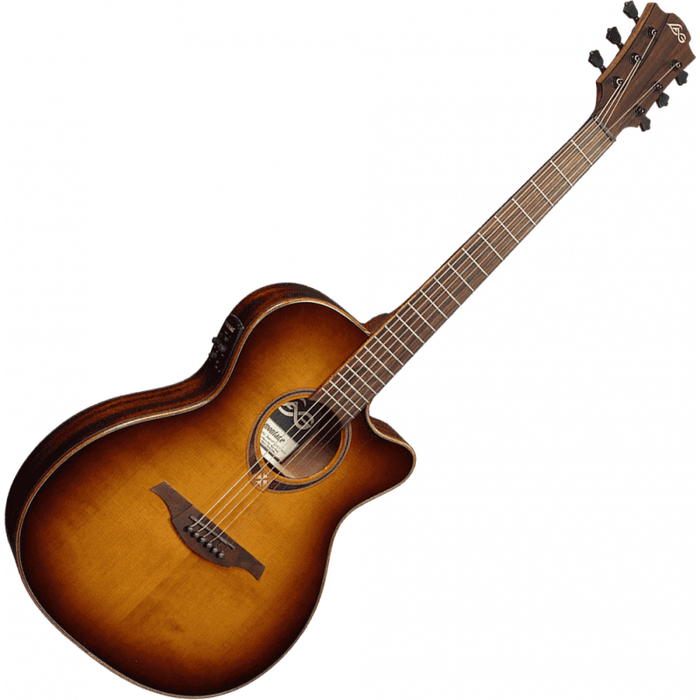 Lag T118ASCE-BRS Auditorium Slim Cutaway Electro Guitar, Brown Shadow