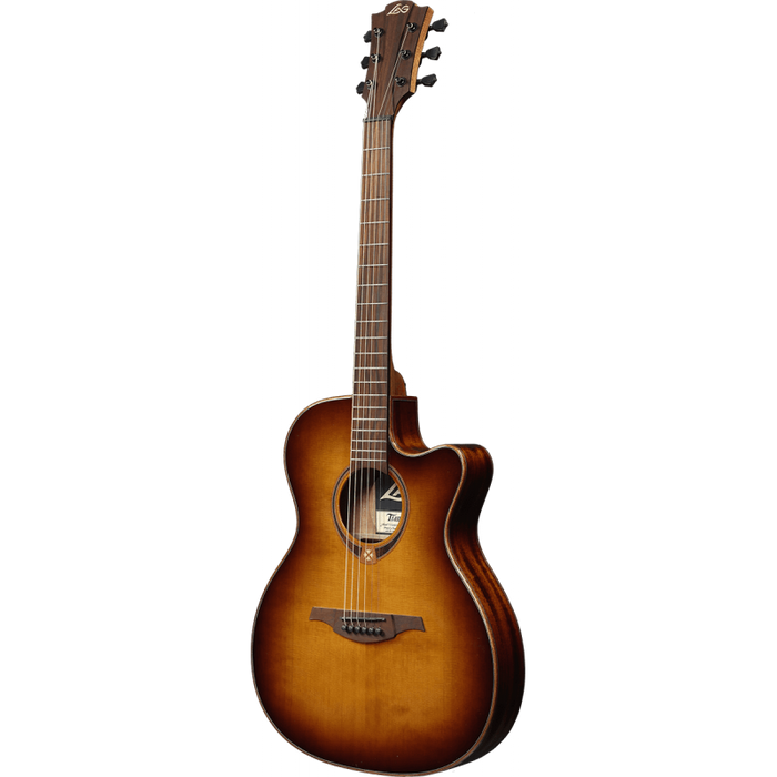 Lag T118ASCE-BRS Auditorium Slim Cutaway Electro Guitar, Brown Shadow
