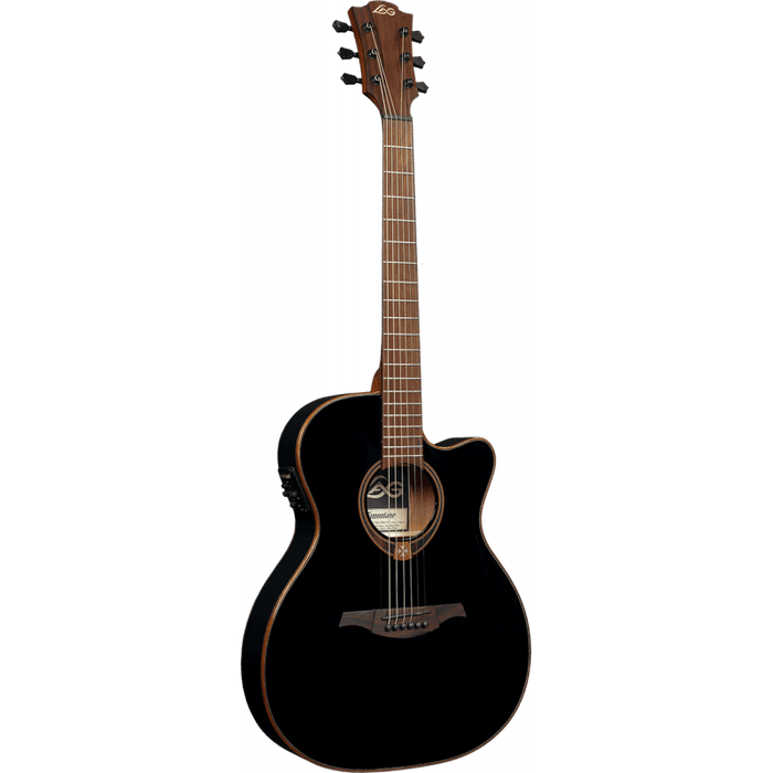 Lag T118ASCE-BLK Auditorium Slim Cutaway Electro Guitar, Black