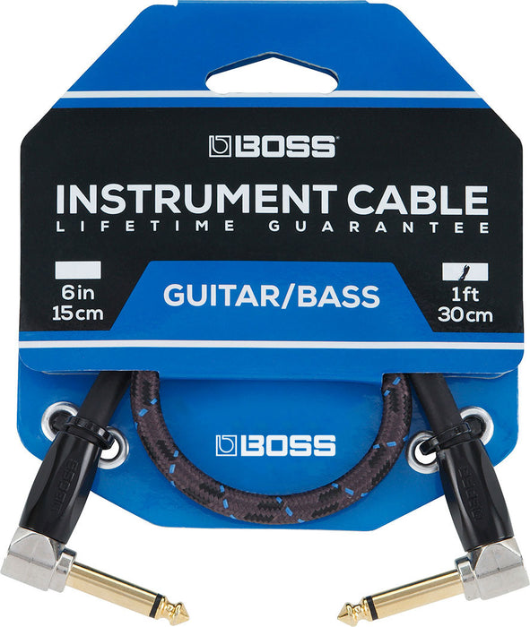 Boss 1ft / 30cm Instrument Cable, Angled/Angled 1/4" jack
