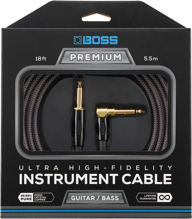 Boss BIC-P10A Premium 10ft / 3m Instrument Cable, Straight/Angled 1/4