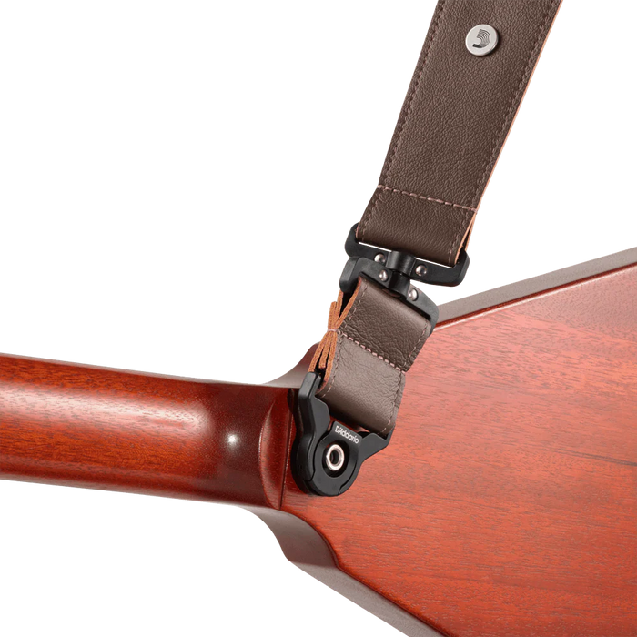 D'Addario 25BALSV02 Comfort Leather Auto Lock Swivel Strap, Brown
