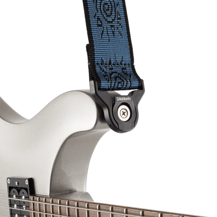 D'Addario 50mm Auto Lock Guitar Strap, Blue Suns