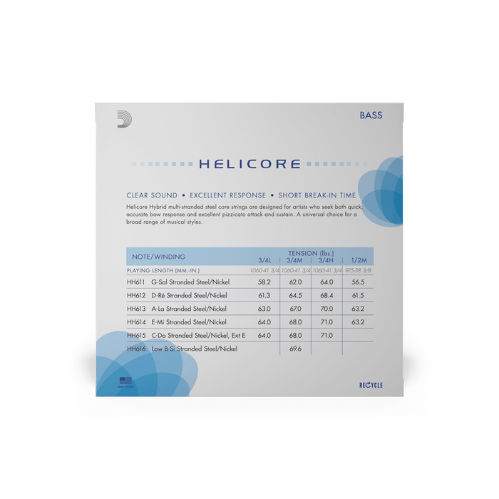 D'Addario Helicore Hybrid Bass Set 3/4 Med