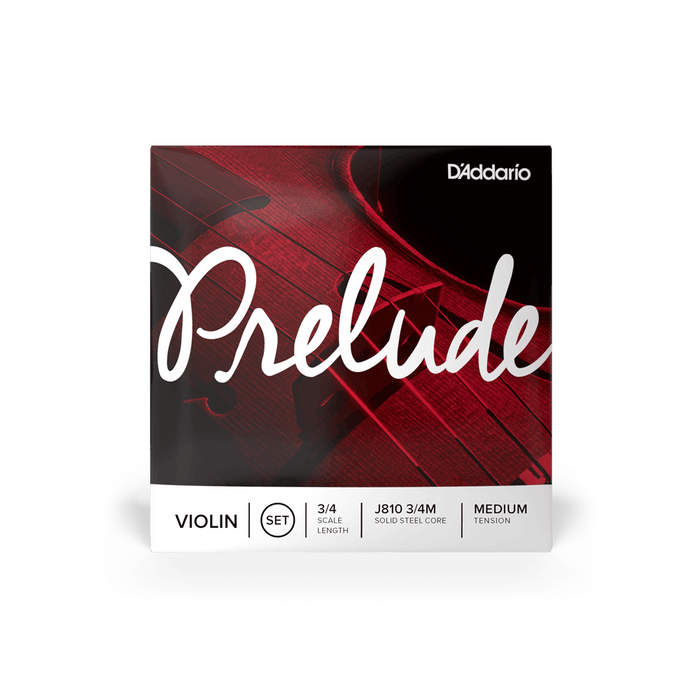 D'Addario Prelude J810-3/4M Violin String Set, Medium Tension - 3/4 Scale