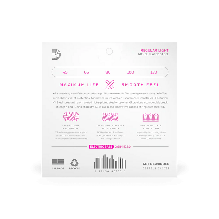 D'Addario XS Regular Light 5-String Super Long Scale Coated Bass Strings (45-130)