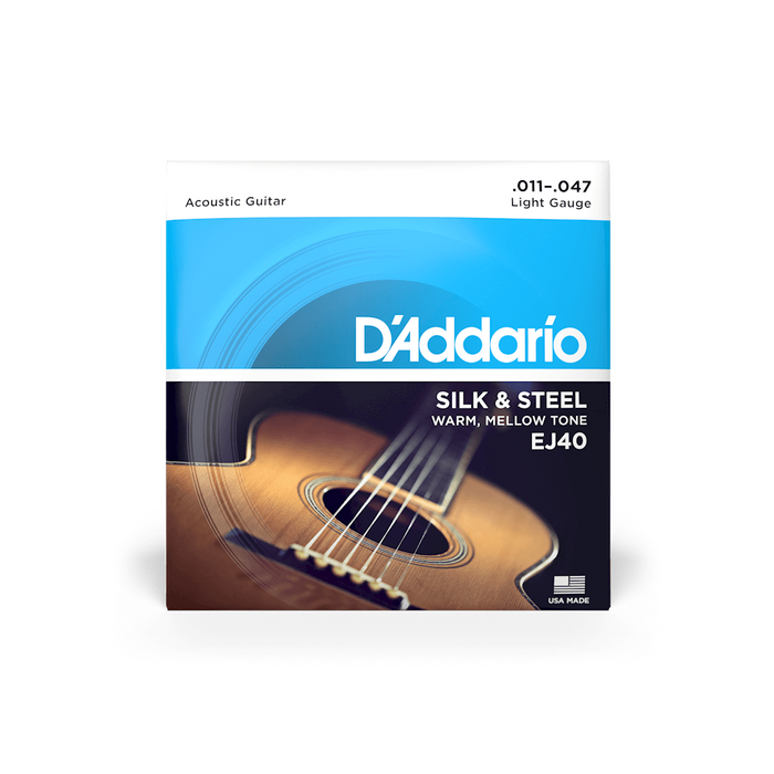D'addario Light Acoustic Guitar Silk and Steel Strings 11-47