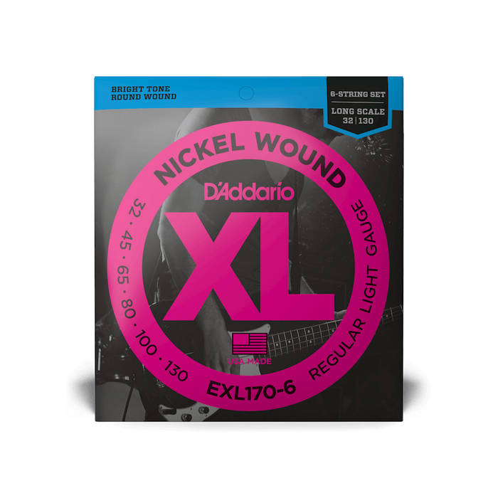 D'Addario EXL170-6 Nickel Round Wound 6-STRING LONG SCALE 32-130