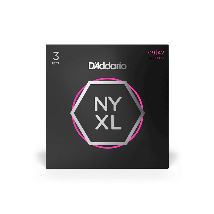 D'Addario NYXL0942-3P Nickel Wound Electric Guitar Strings Super Light 09-42, 3 Pack