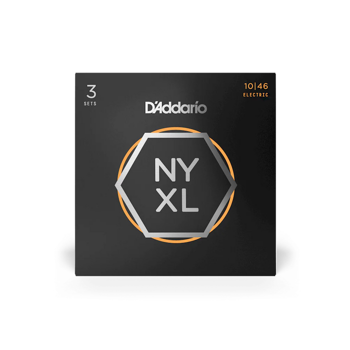 D'Addario NYXL1046-3P Nickel Wound Regular Light Guitar Strings 10-46, 3-Pack
