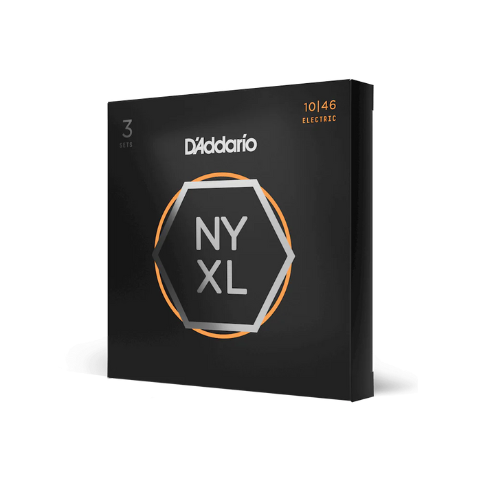D'Addario NYXL1046-3P Nickel Wound Regular Light Guitar Strings 10-46, 3-Pack