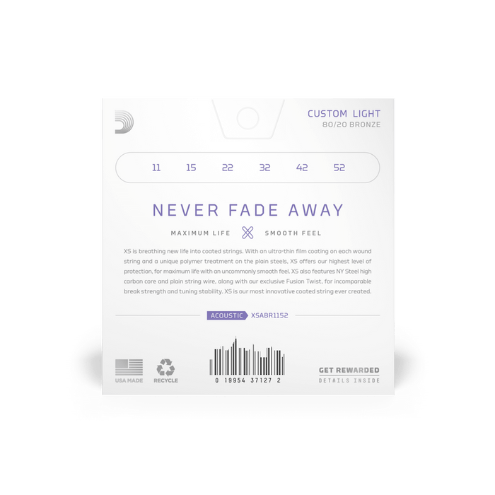 D'Addario XS Acoustic Bronze Coated 11-52 Custom Light