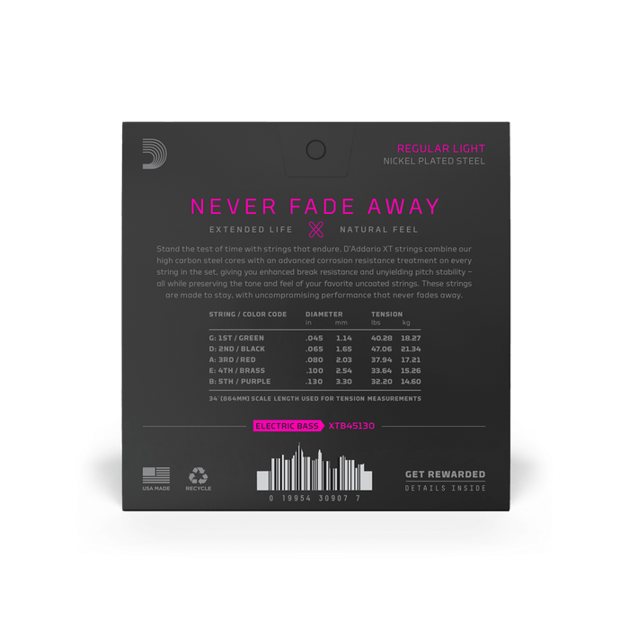 D'Addario XT Bass Coated 5-String Set - 45-130 Long Scale