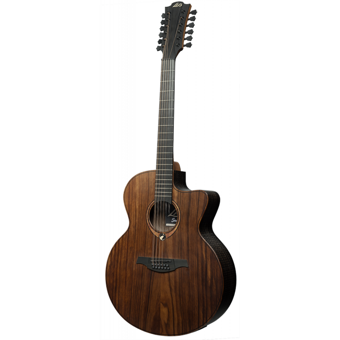 Lag SAUVAGE-J12CE Jumbo 12-String Cutaway Acoustic-Electric Guitar w/Padded Cover, Satin Open Pore