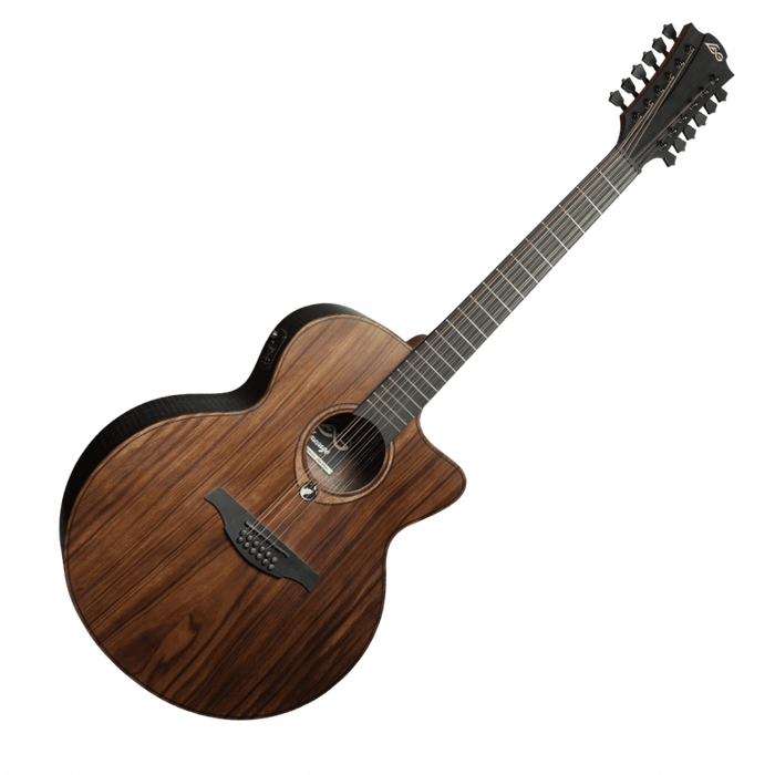 Lag SAUVAGE-J12CE Jumbo 12-String Cutaway Acoustic-Electric Guitar w/Padded Cover, Satin Open Pore