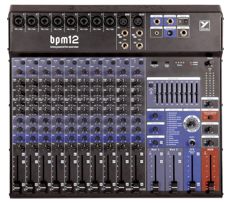Yorkville Sound BPM12 12-Channel Battery-Powered Mixer w/USB