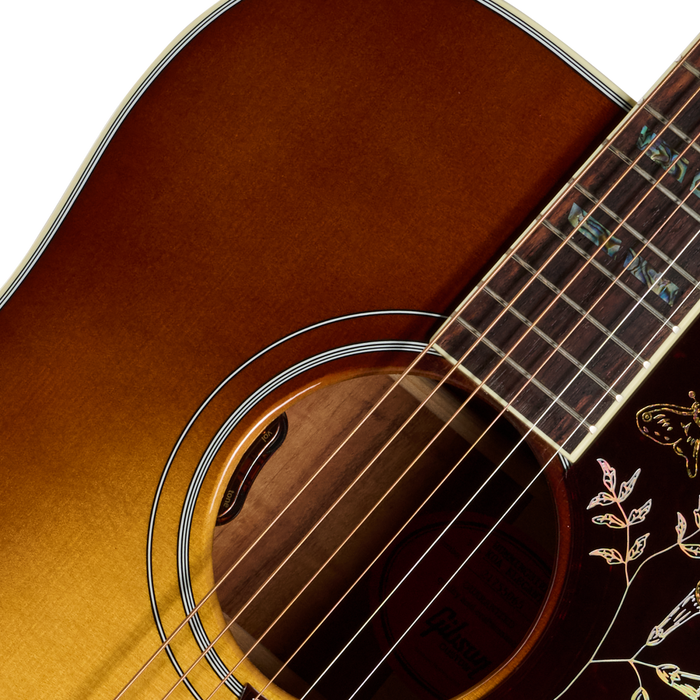 Gibson Custom Shop Hummingbird Elegant Koa Acoustic/Electric Guitar w/Hardshell Case, Honey Burst